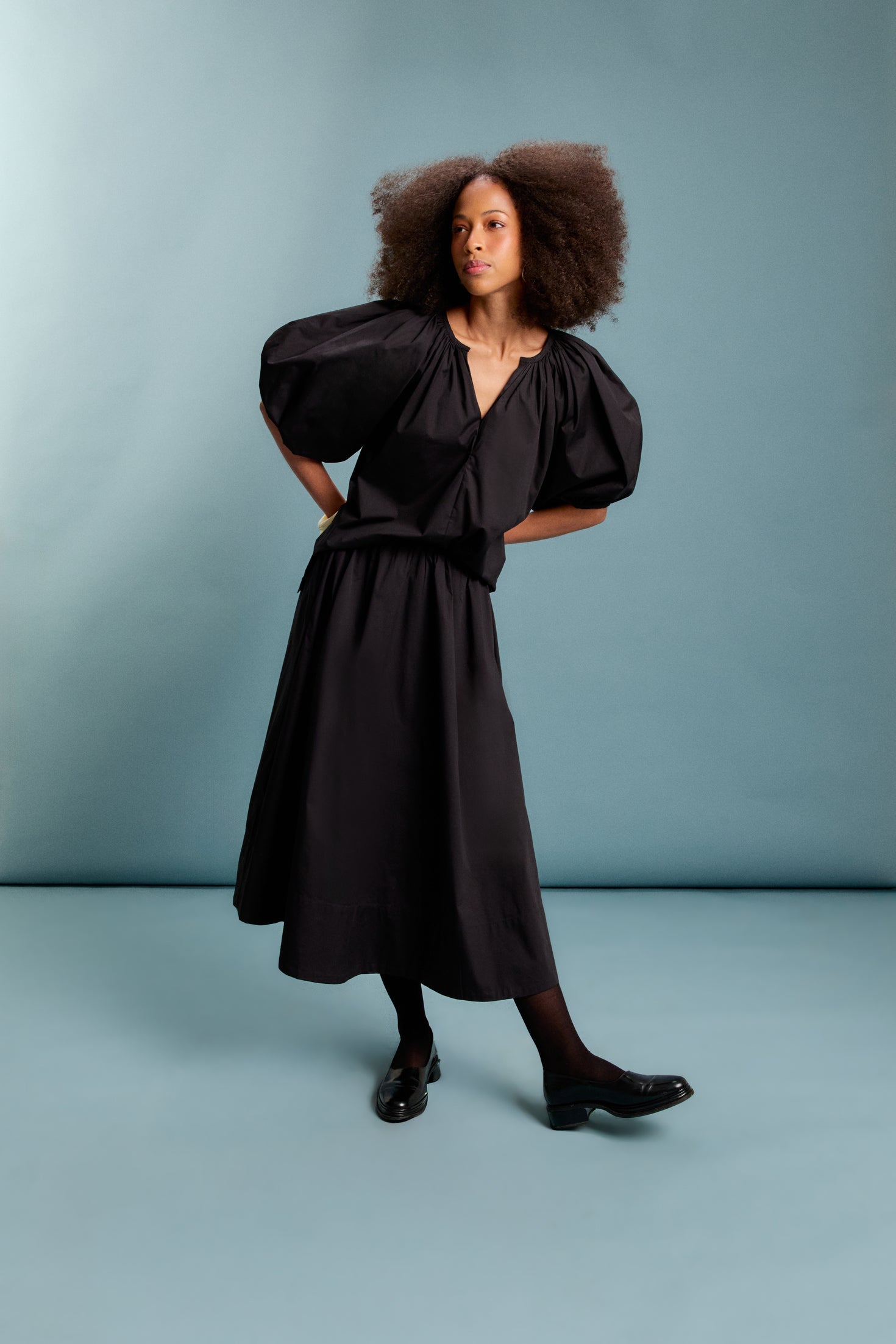 BLUSA MANGÃO TRICOLINE PRETO