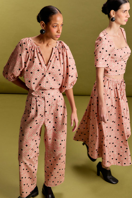 BLUSA MANGÃO XADREZ AREIA