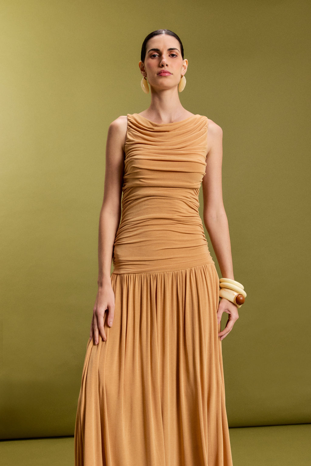 Vestido Drapeado em Malha Soft