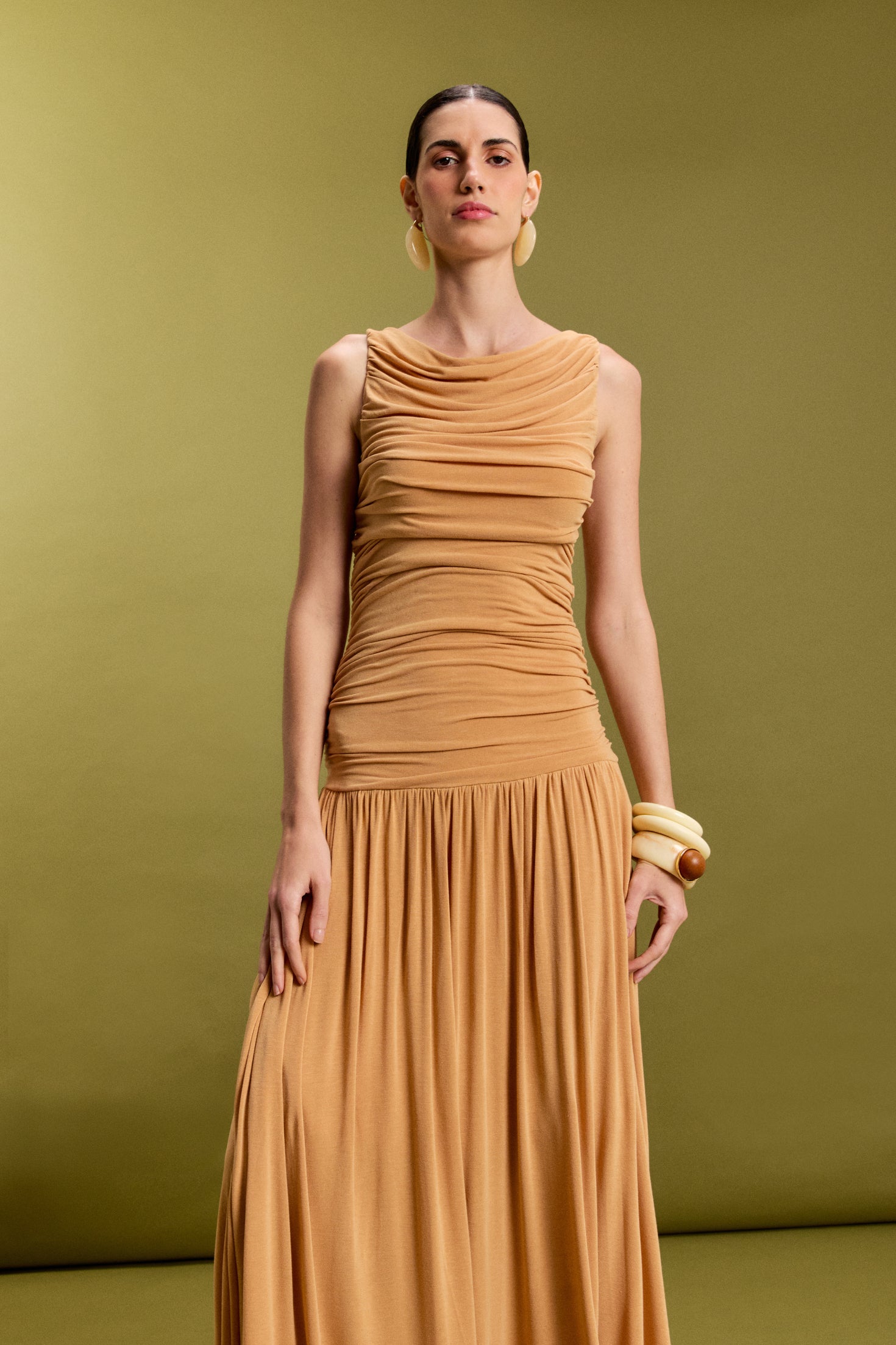 Vestido Drapeado em Malha Soft