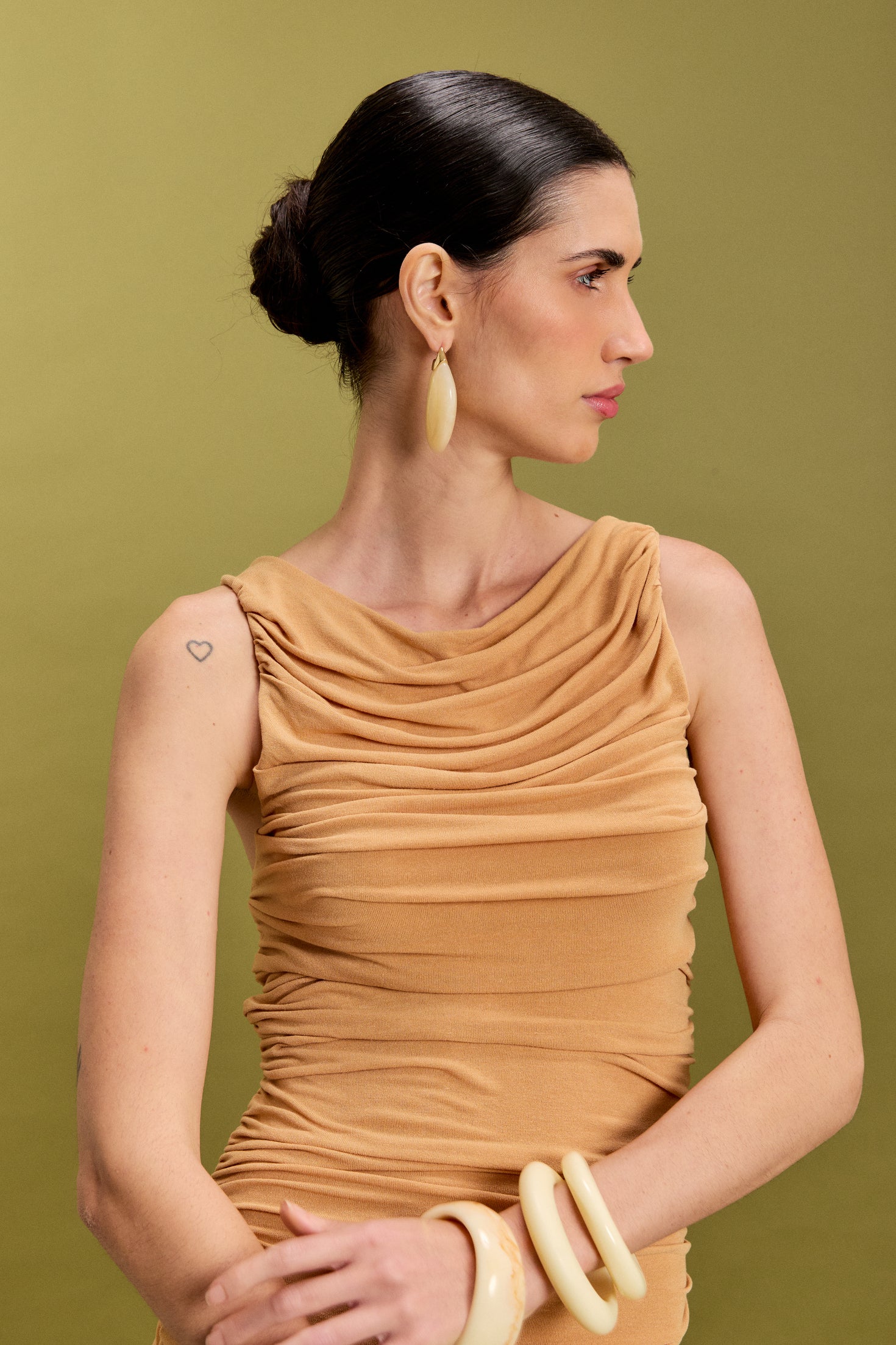 Vestido Drapeado em Malha Soft