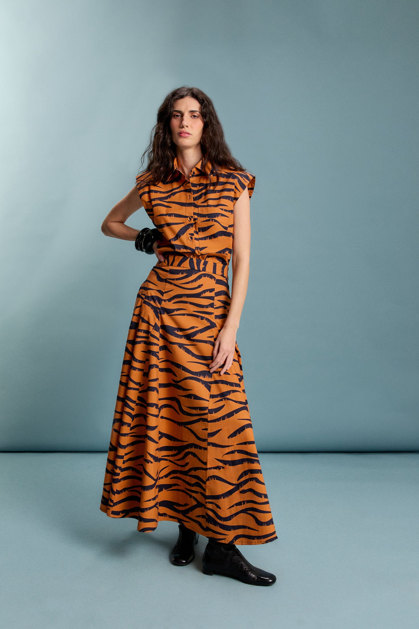 CAMISA S/ MG COBRA ZEBRA OCRE