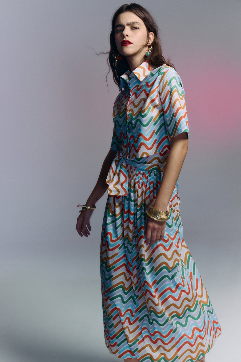 Camisa Cropped Aguadeiro Multicolor em Tricoline